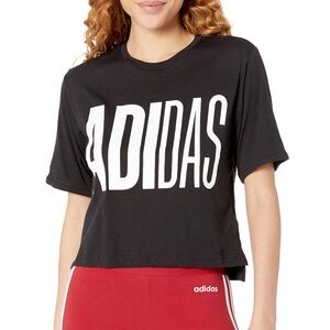 Adidas Shirt Womens XS Extra Small Black Cropped Ladies Athletic Lightweight